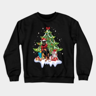 Merry Christmas Tree With Doberman Dog Crewneck Sweatshirt